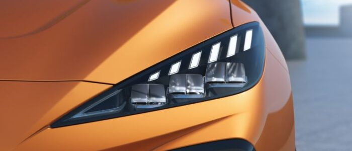 mg4 electric crossover fog light close view